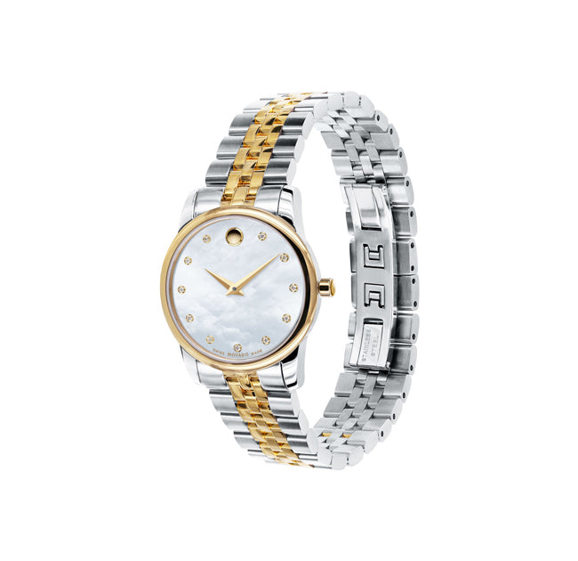 Movado Museum 0606613 Diamonds Gold-Tone Women Watch