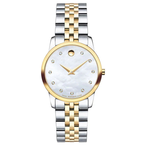 Movado Museum 0606613 Diamonds Gold-Tone Women Watch