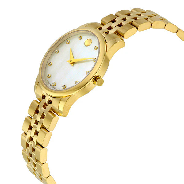 Movado Museum Gold Stainless Steel Mother of pearl Dial Quartz Watch for Ladies - 606998