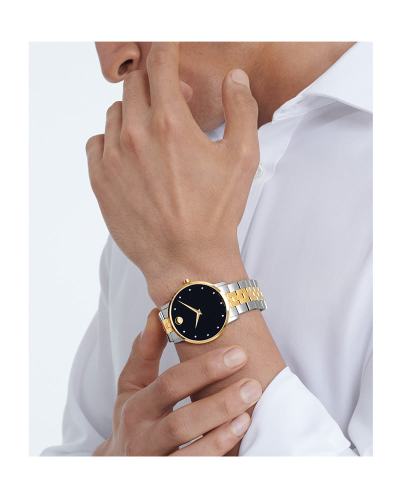 Movado Mens Museum Classic Silver/Gold Stainless Steel Quartz Bracelet Watch-0607202