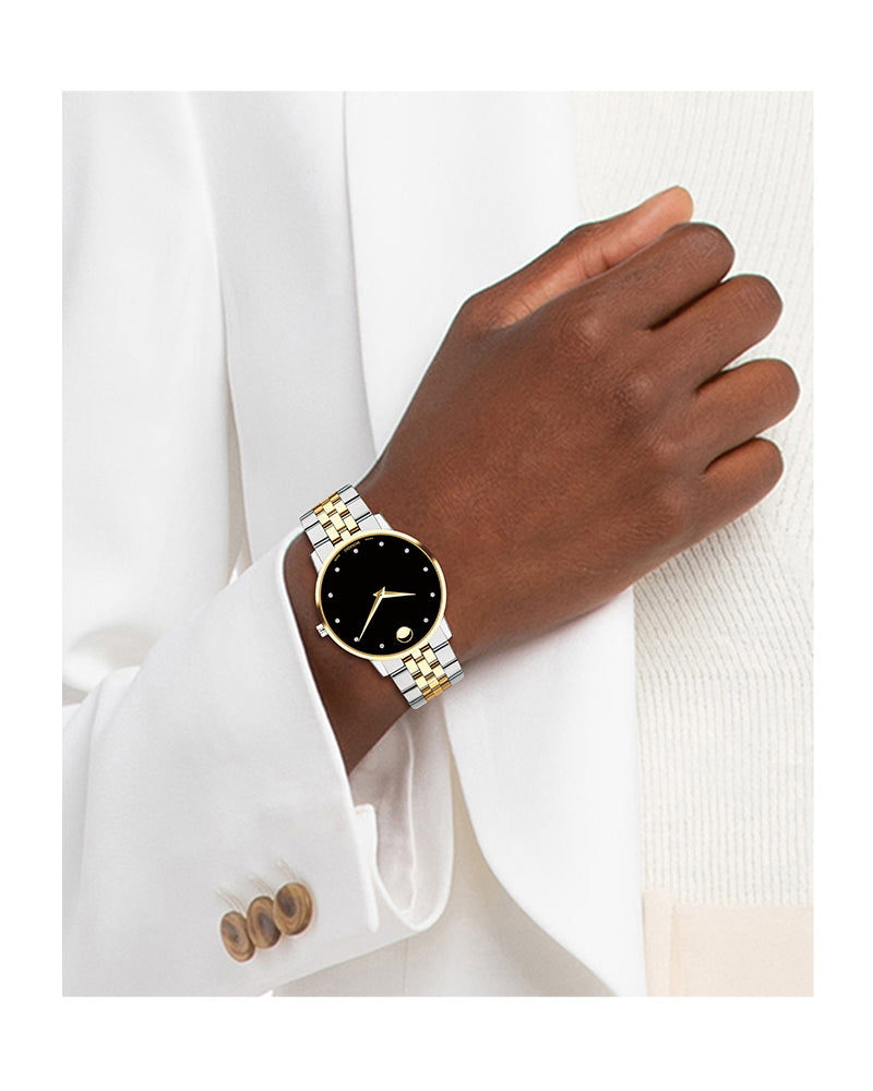 Movado Mens Museum Classic Silver/Gold Stainless Steel Quartz Watch-0607202