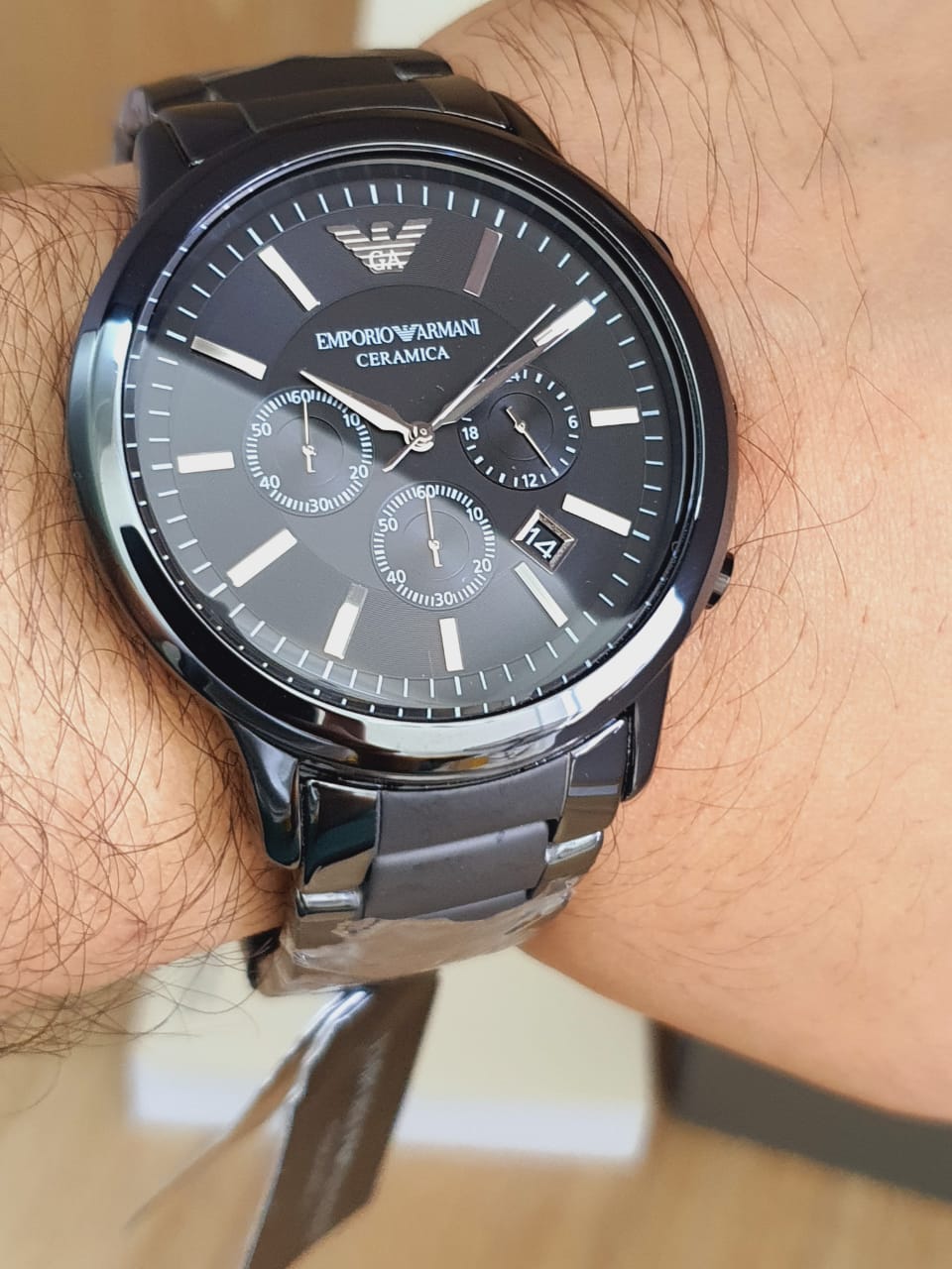 Emporio Armani Men’s Chronograph Quartz Stainless Steel Black Dial 47mm Watch AR1451