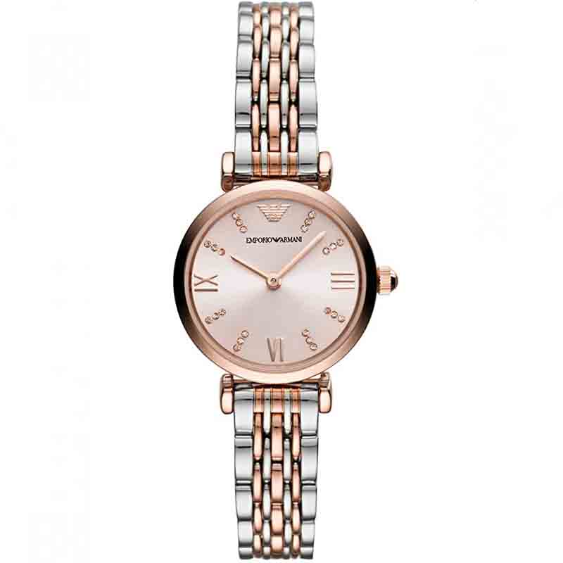 Emporio Armani Women’s Analog Stainless Steel Pink Dial 28mm Watch AR11223