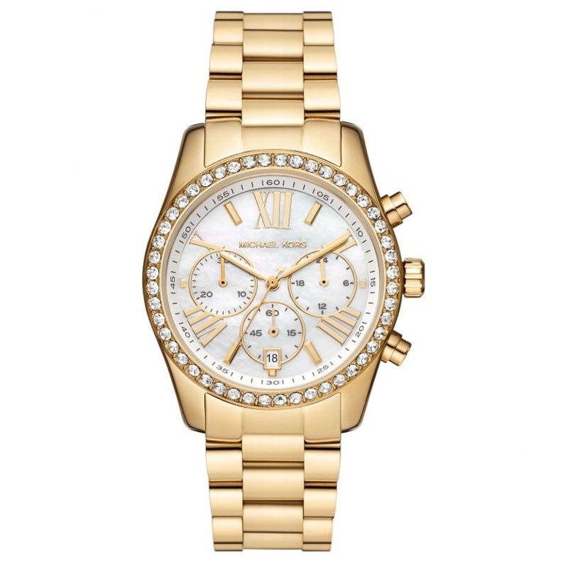 Michael Kors Women’s Quartz Gold Stainless Steel Mother Of Pearl Dial 38mm Watch MK7241
