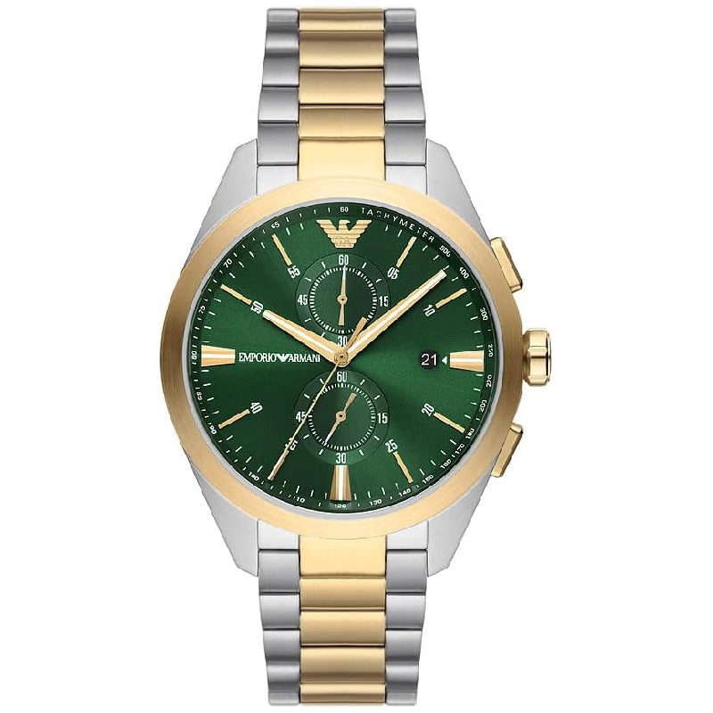 Emporio Armani Men’s Quartz Two Tone Stainless Steel Green Dial 43mm Watch AR11511