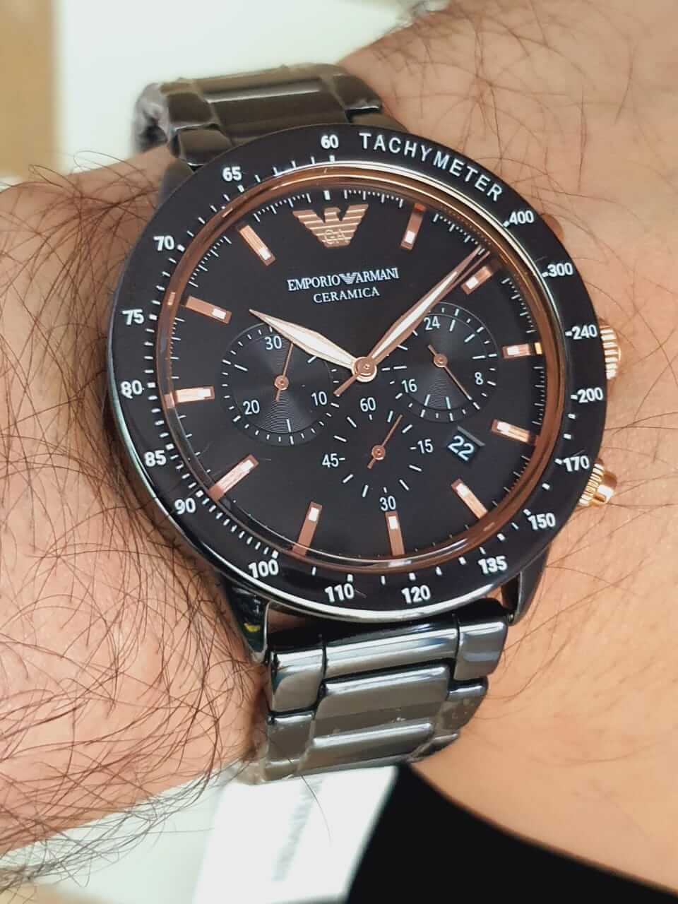 Emporio Armani Men’s Quartz Black Ceramic Black Dial 43mm Watch AR70002