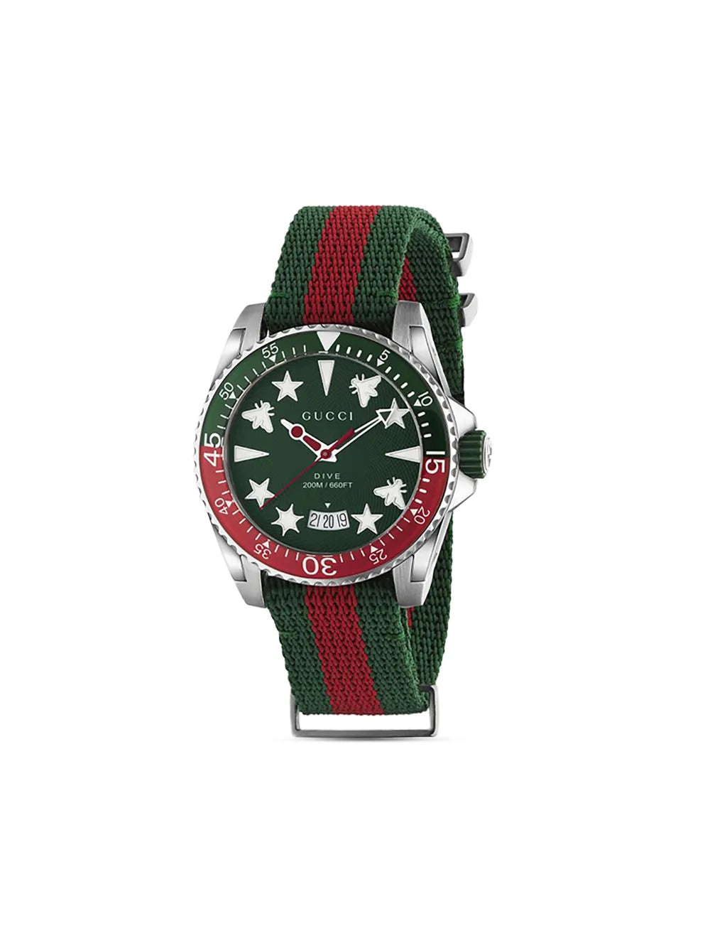 Gucci Dive Quartz Green Dial Two Tone NATO Strap Watch For Men - YA136339