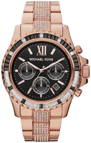 Michael Kors Everest Chronograph Black Dial Rose Gold-tone Ladies Watch MK5875