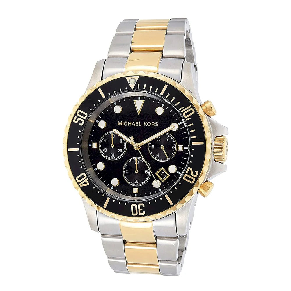 Michael Kors Mens Chronograph Quartz Stainless Steel Black Dial 45mm Watch - Mk8311