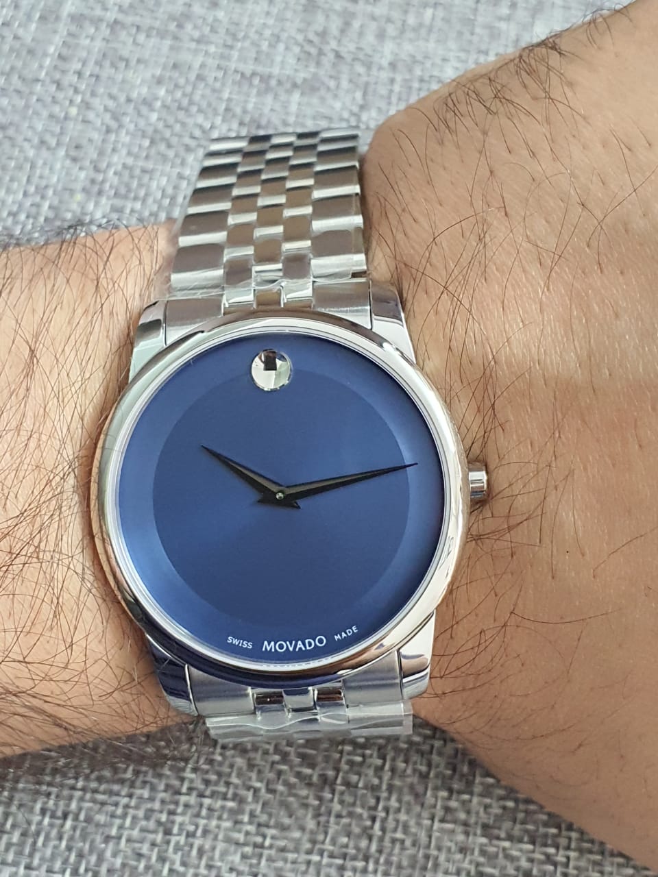Movado Men’s Swiss Made Quartz Stainless Steel Blue Dial 40mm Watch 0606982