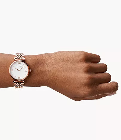 Emporio Armani Two-Hand Rose Gold-Tone Stainless Steel Watch AR11267
