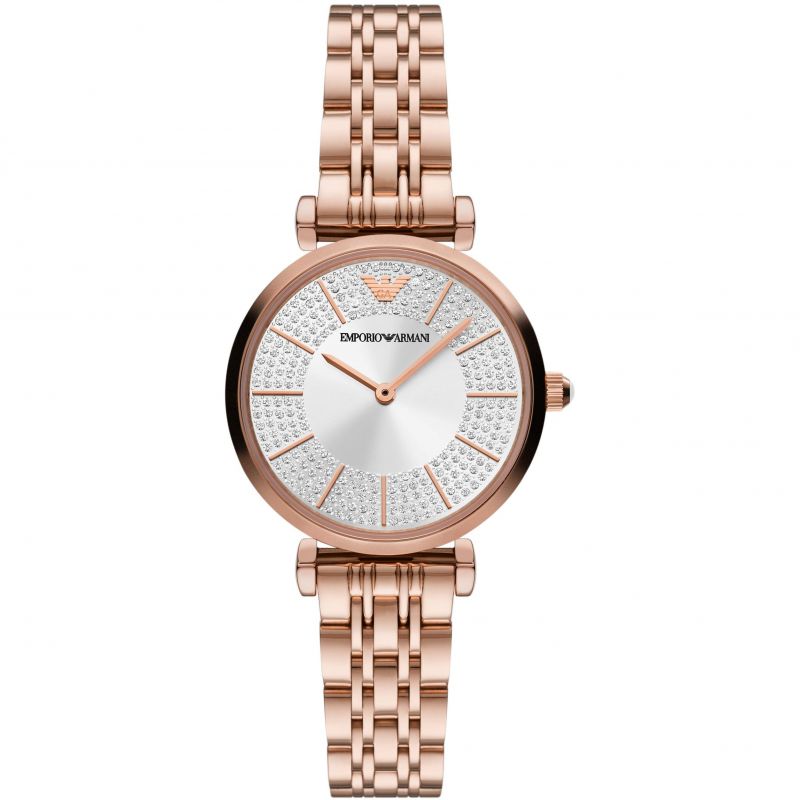 Emporio Armani Women’s Quartz Rose Gold Stainless Steel Silver Dial 32mm Watch AR11446