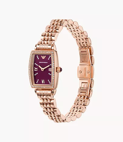 Emporio Armani Two-Hand Rose Gold Stainless Steel Watch AR11488