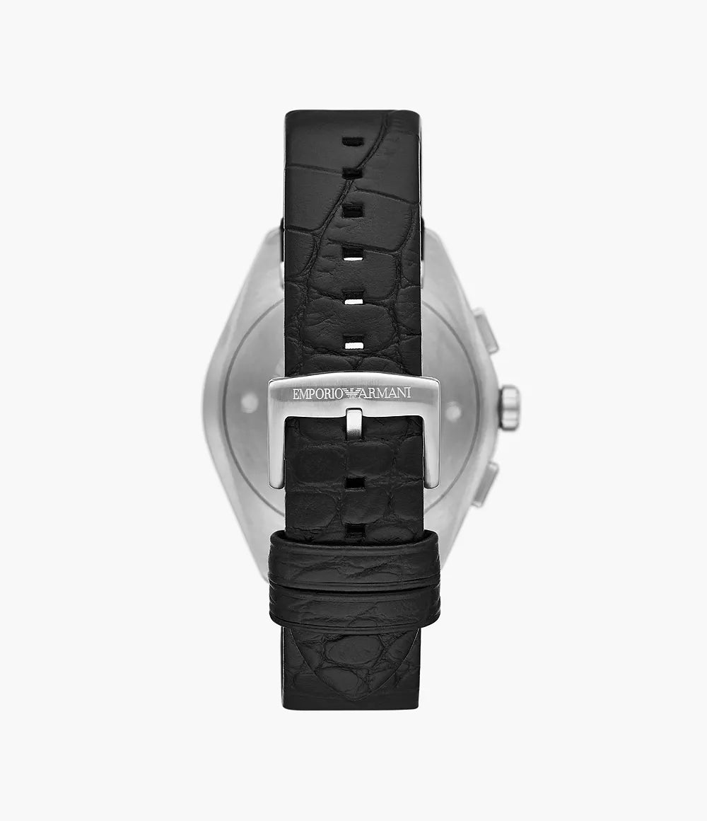Emporio Armani Chronograph Black Leather Watch AR11542