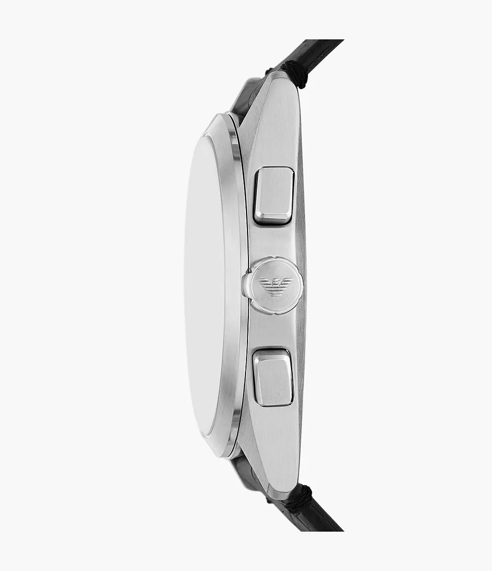 Emporio Armani Chronograph Black Leather Watch AR11542