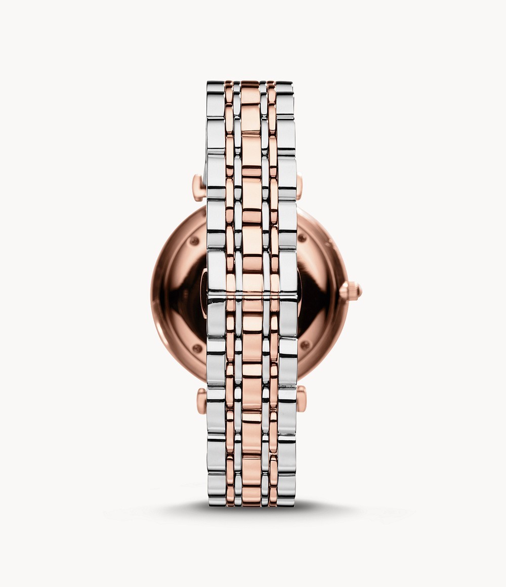 Emporio Armani Women’s Quartz Two Tone Stainless Steel Silver Dial 40mm Watch AR1677