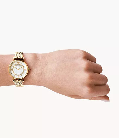 Emporio Armani Women's Two-Hand Gold-Tone Steel Watch AR1907