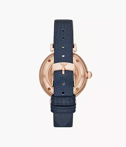 Three-Hand Blue Leather Watch AR60020