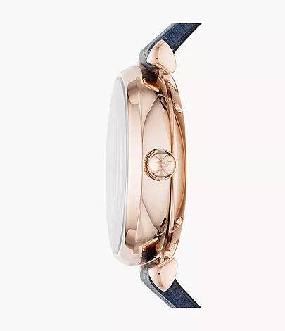 Three-Hand Blue Leather Watch AR60020