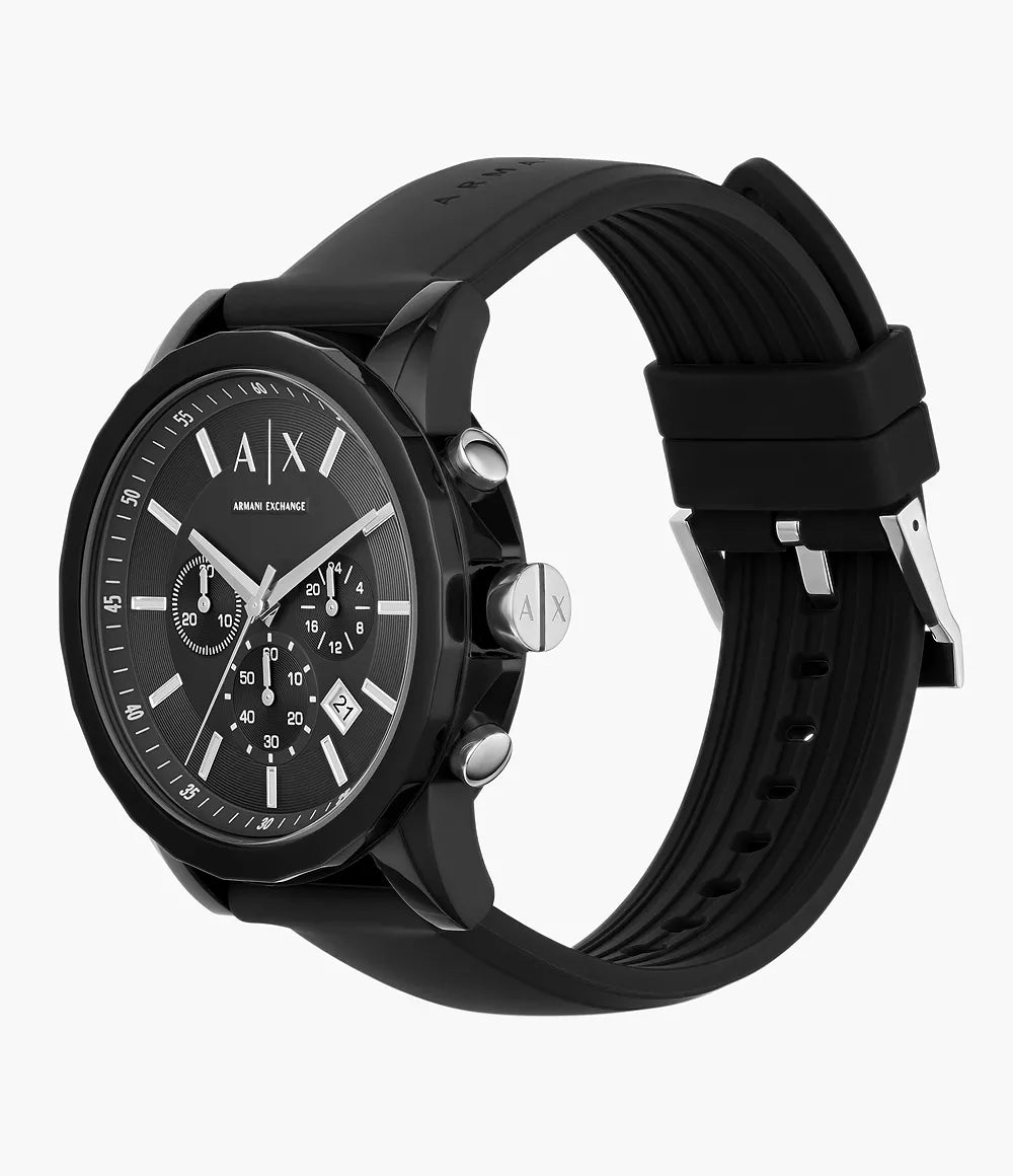 Armani Exchange Chronograph Black Silicone Watch AX1326