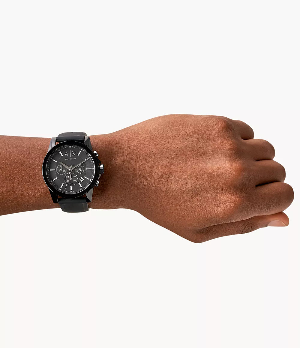 Armani Exchange Chronograph Black Silicone Watch AX1326