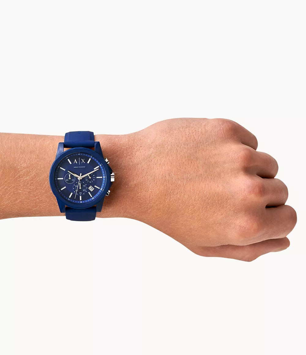 Armani Exchange Chronograph Blue Silicone Watch AX1327