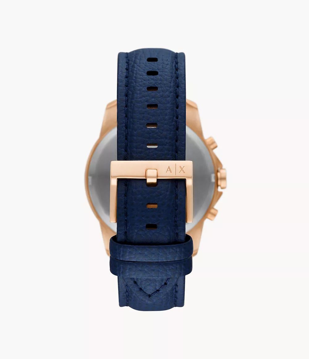 Armani Exchange Chronograph Blue Leather Watch AX1723