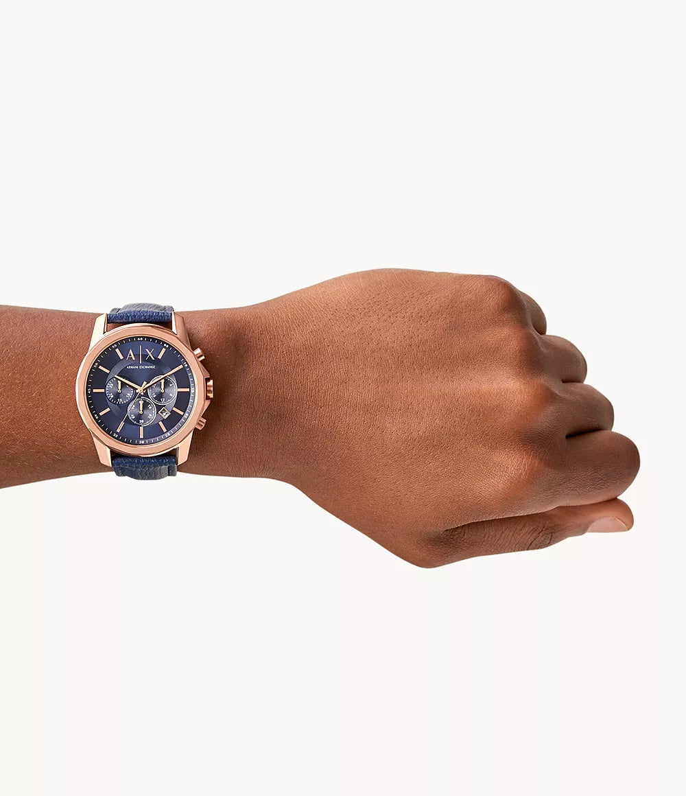 Armani Exchange Chronograph Blue Leather Watch AX1723