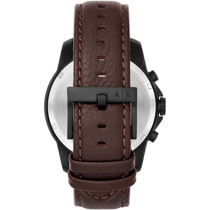 Armani Exchange Brown Leather Strap Watch AX1732