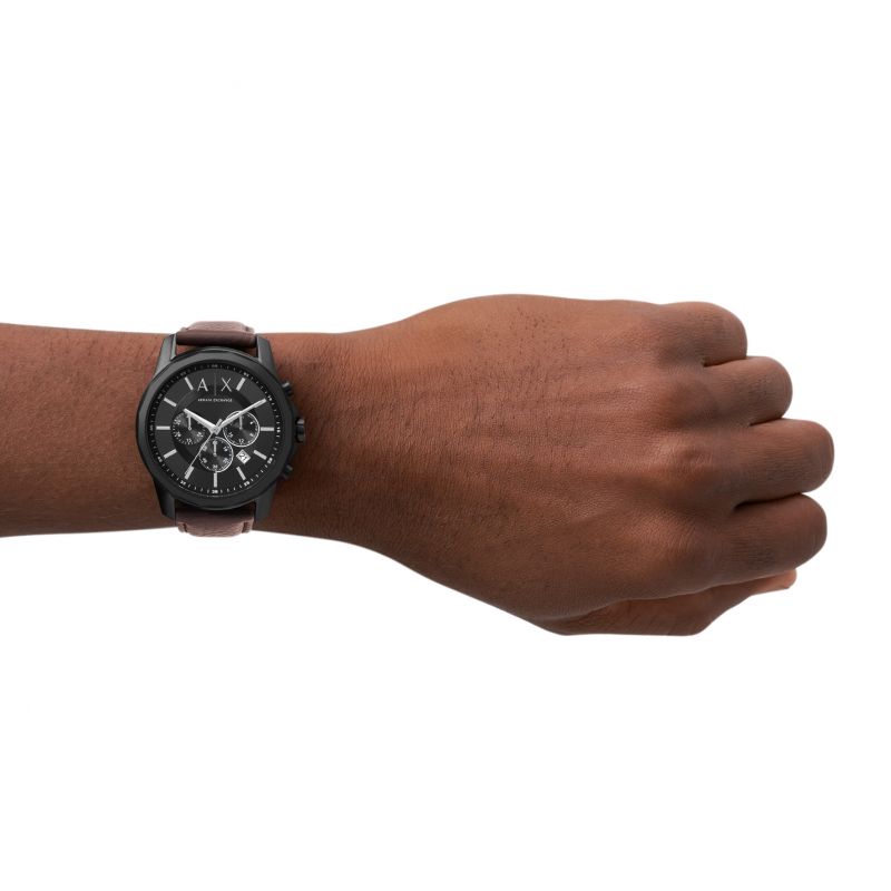 Armani Exchange Brown Leather Strap Watch AX1732