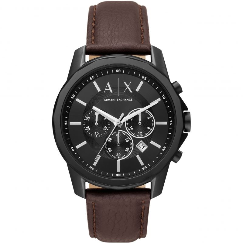 Armani Exchange Brown Leather Strap Watch AX1732