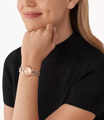 Michael Kors Lexington Three-Hand Rose Gold-Tone Stainless Steel Watch MK4739