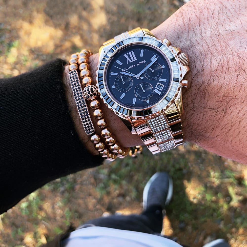 Michael Kors Everest Chronograph Black Dial Rose Gold-tone Ladies Watch MK5875