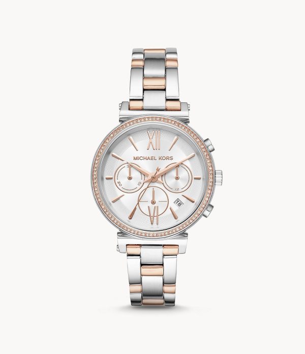 Michael Kors Women’s Chronograph Quartz Stainless Steel White Dial 39mm Watch MK6558