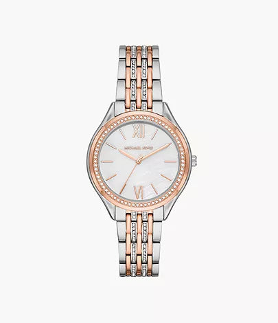 Michael Kors Women’s Quartz Stainless Steel Silver White 36mm Watch MK7084