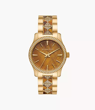 Michael Kors Runway Three-Hand Gold-Tone Stainless Steel Watch MK7389
