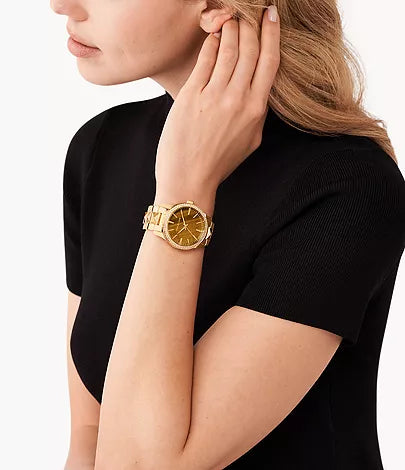 Michael Kors Runway Three-Hand Gold-Tone Stainless Steel Watch MK7389
