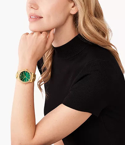 Michael Kors Runway Three-Hand Gold-Tone Stainless Steel Watch MK7390