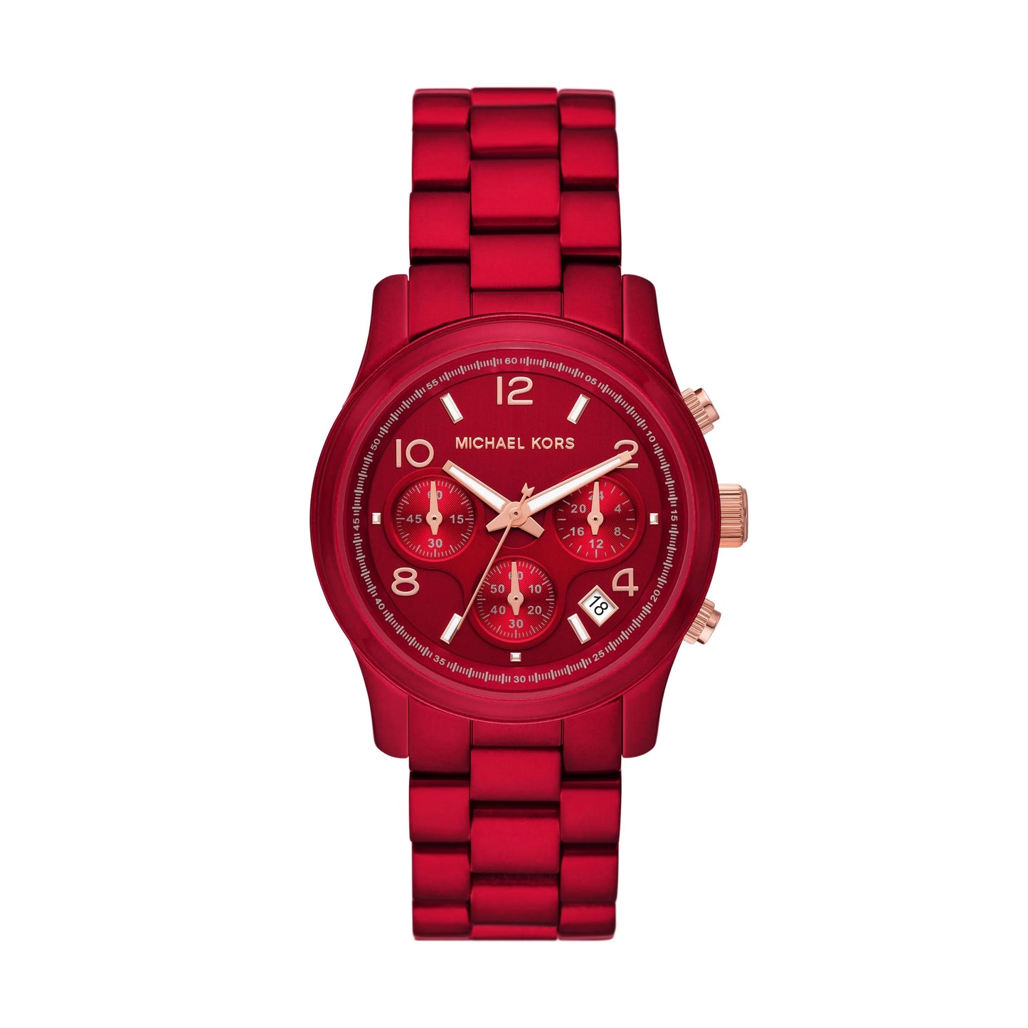 Michael Kors Women's Slim Runway Three-Hand Red-coated Steel Watch mk3895