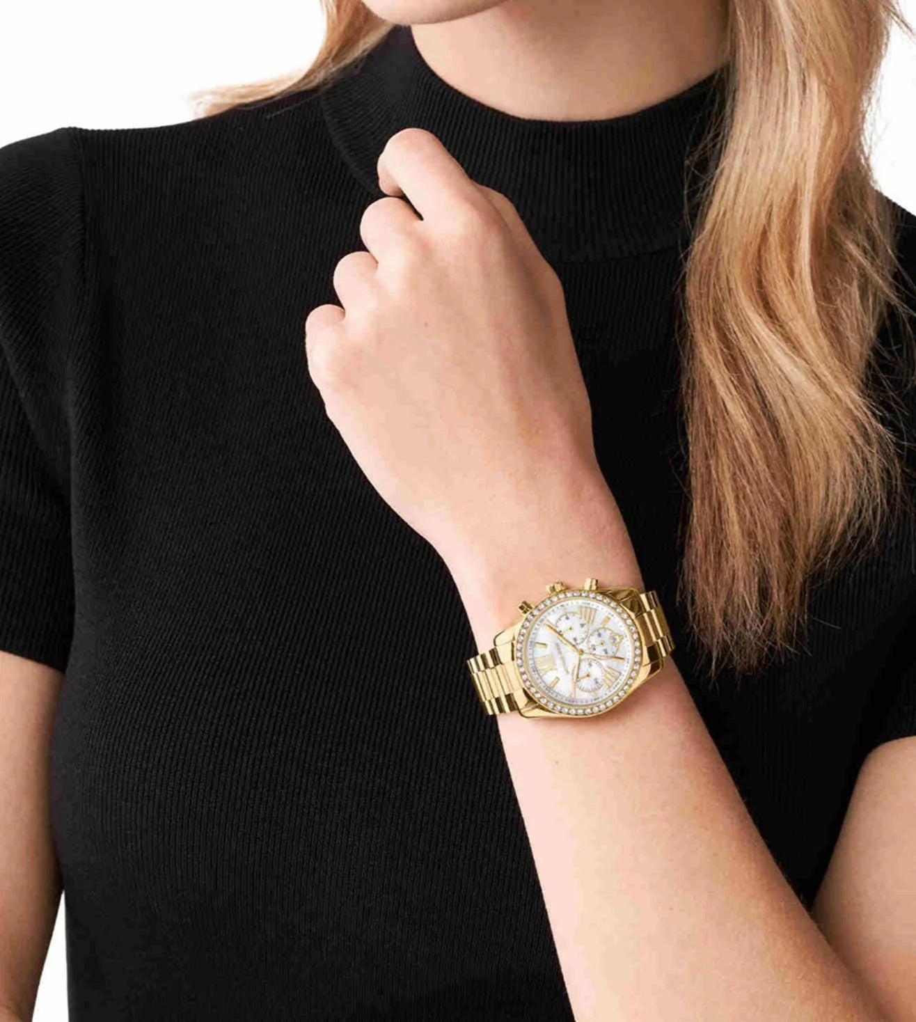 Michael Kors Women’s Quartz Gold Stainless Steel Mother Of Pearl Dial 38mm Watch MK7241