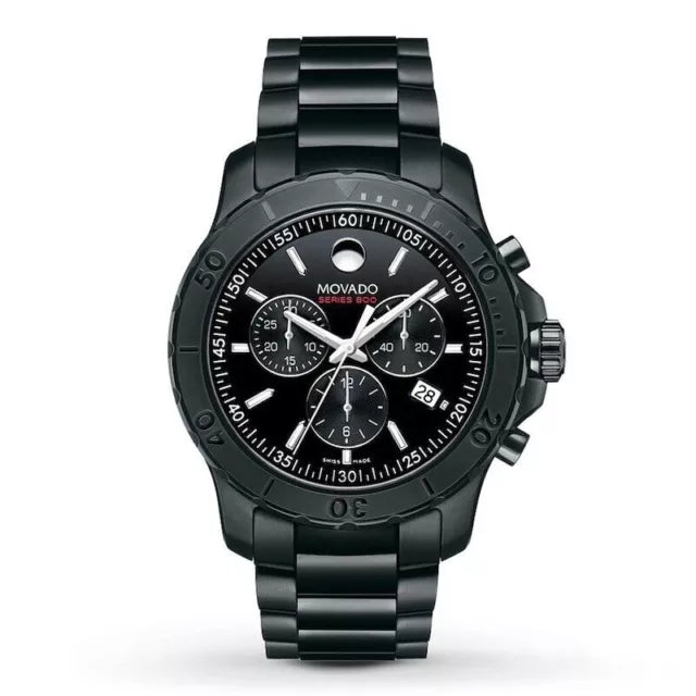 Movado Series 800 Black Stainless Steel Black Dial Quartz Watch- 2600143