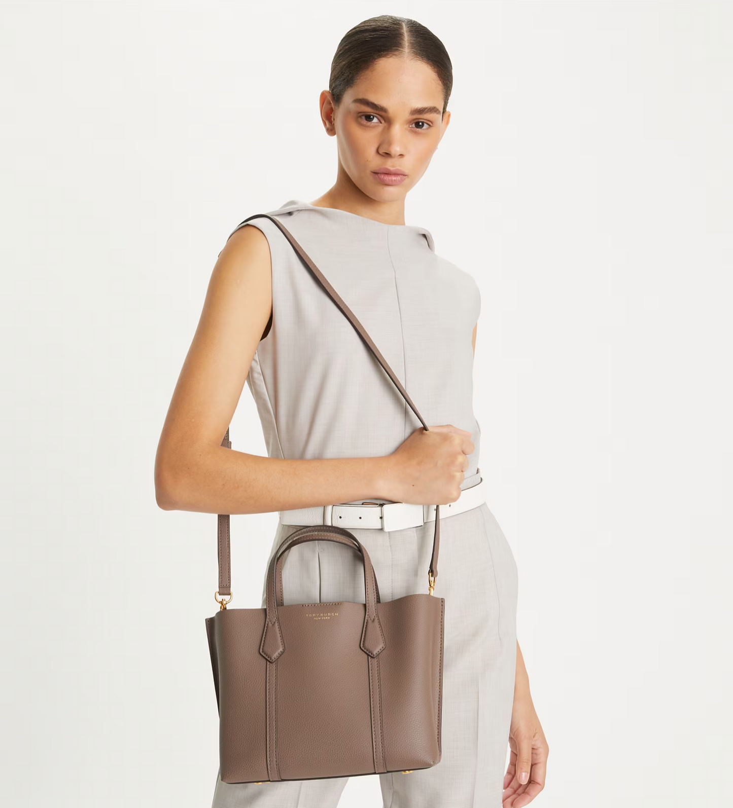 Tory Burch Perry Embossed Triple-Compartment Tote Small