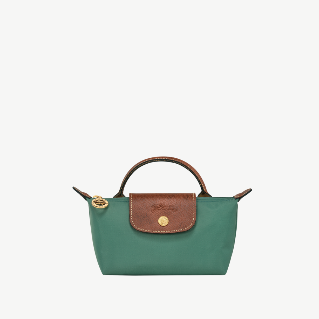 Longchamp Le Pliage Green Pouch with Handle