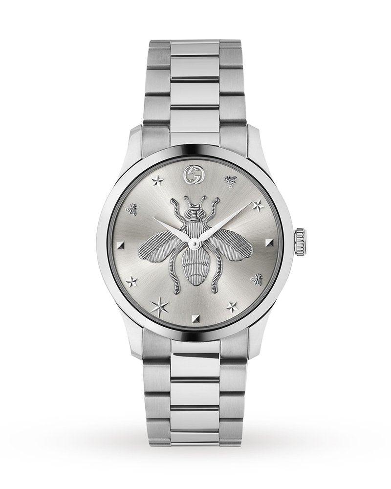 Gucci G-Timeless Silver Stainless Steel Quartz Silver Dial Silver Steel Bracelet Watch