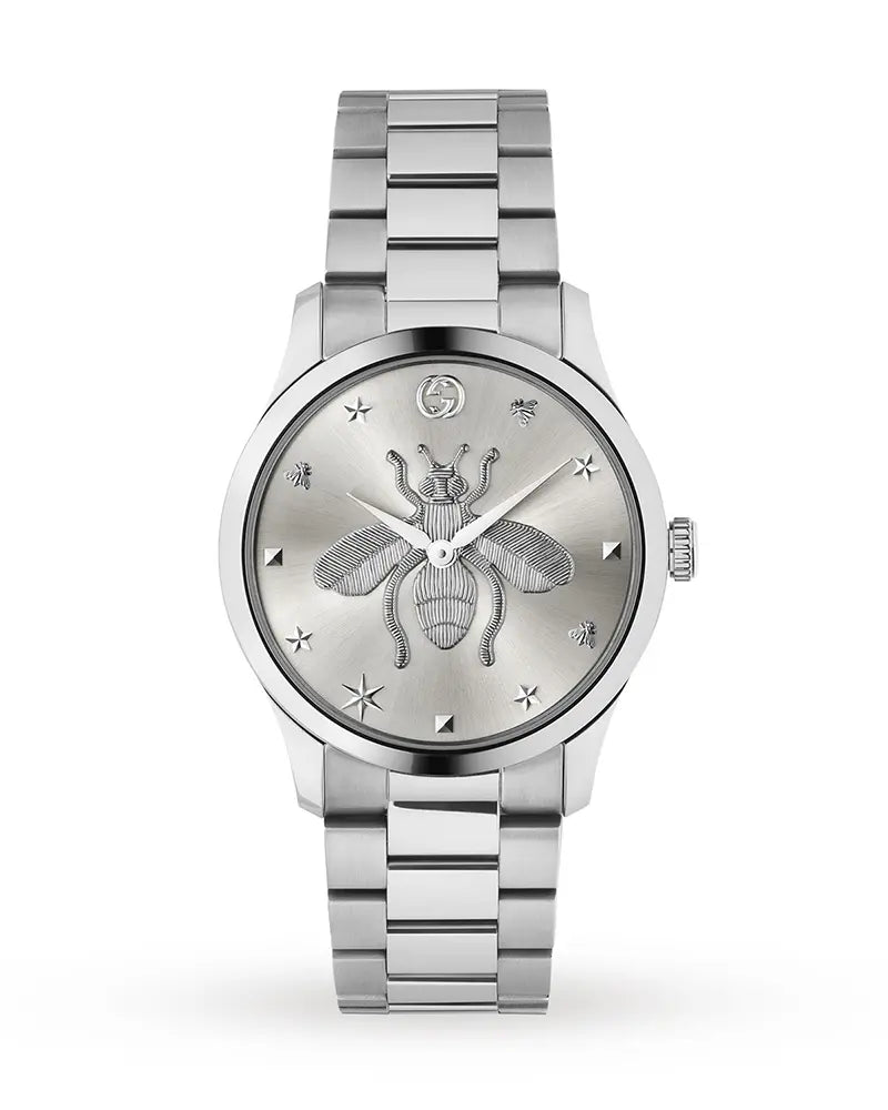 Gucci G-Timeless Silver Stainless Steel Quartz Silver Dial Silver Steel Bracelet Watch