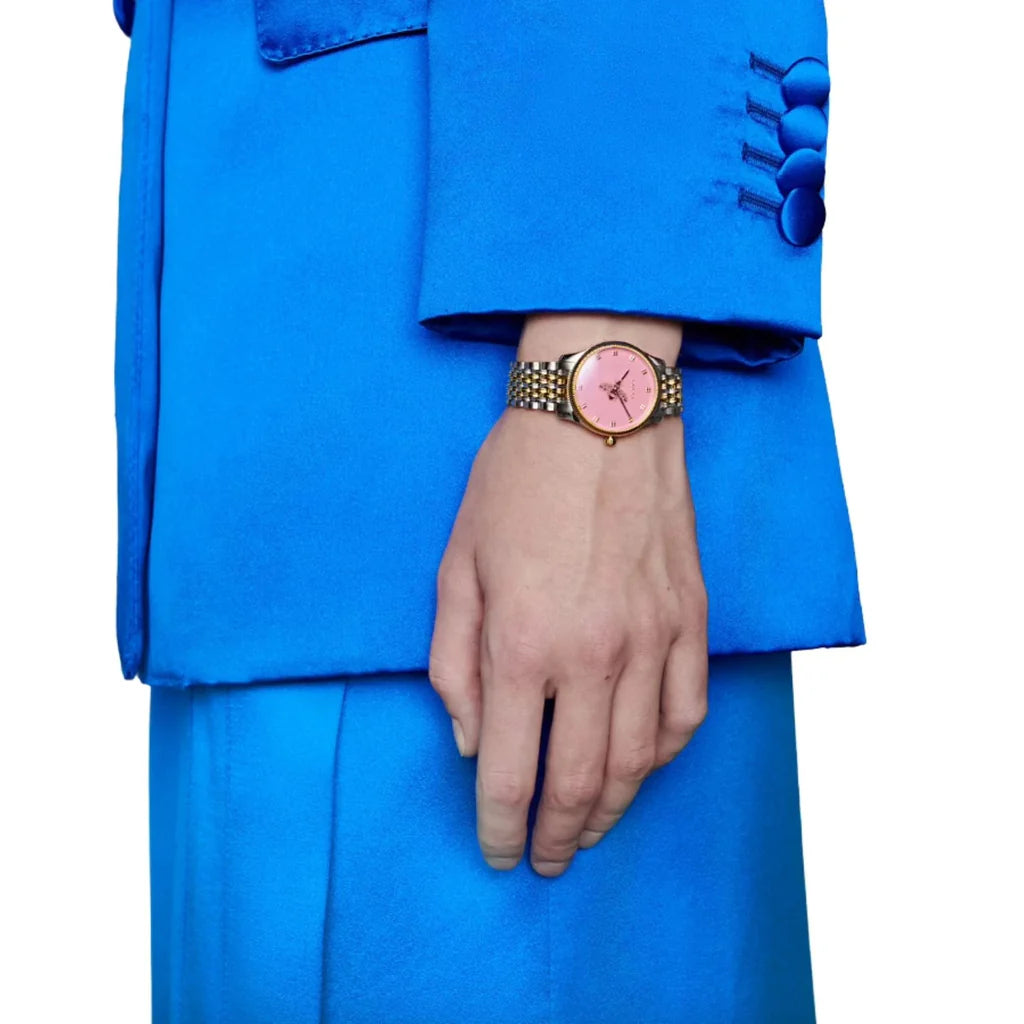GUCCI G-Timeless 36MM SS Pink Dial Two-Tone Women's Watch