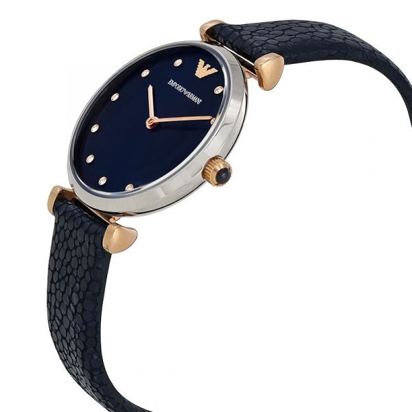 Emporio Armani Women’s Quartz Leather Strap Blue Dial 33mm Watch AR1989