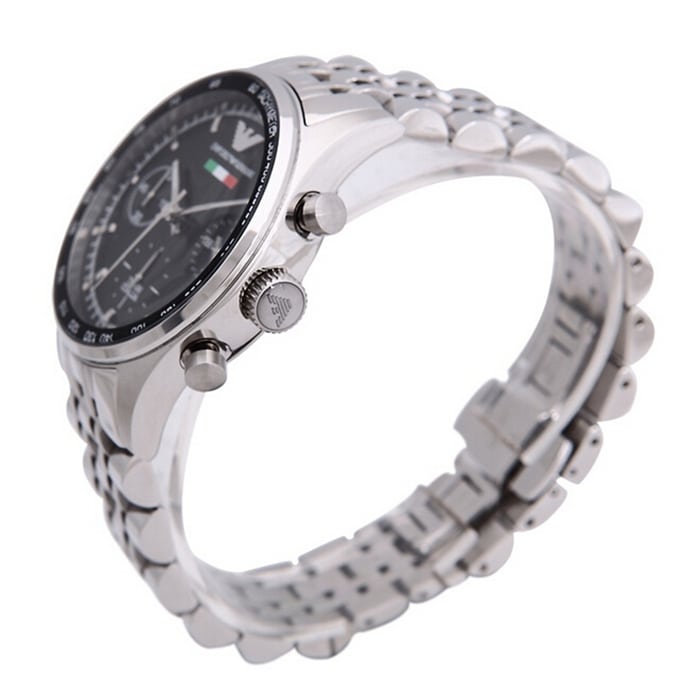 Emporio Armani Men’s Chronograph Stainless Steel Black Dial 43mm Watch AR5983
