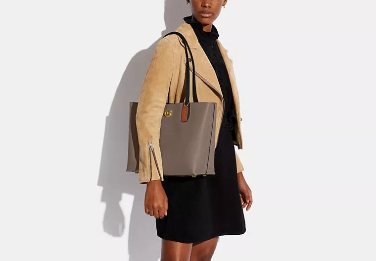 Coach Willow Tote Bag In Colorblock With Signature Canvas Interior