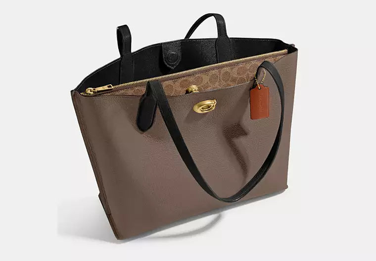 Coach Willow Tote Bag In Colorblock With Signature Canvas Interior